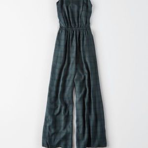 NWOT AMerican Eagle Green Plaid Jumpsuit